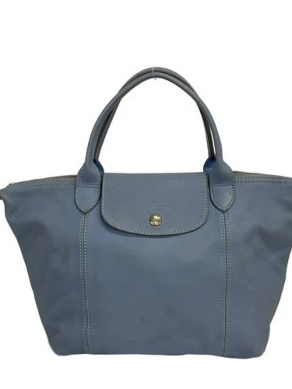 LONGCHAMP Le Pliage Cuir Light Blue Leather Handbag